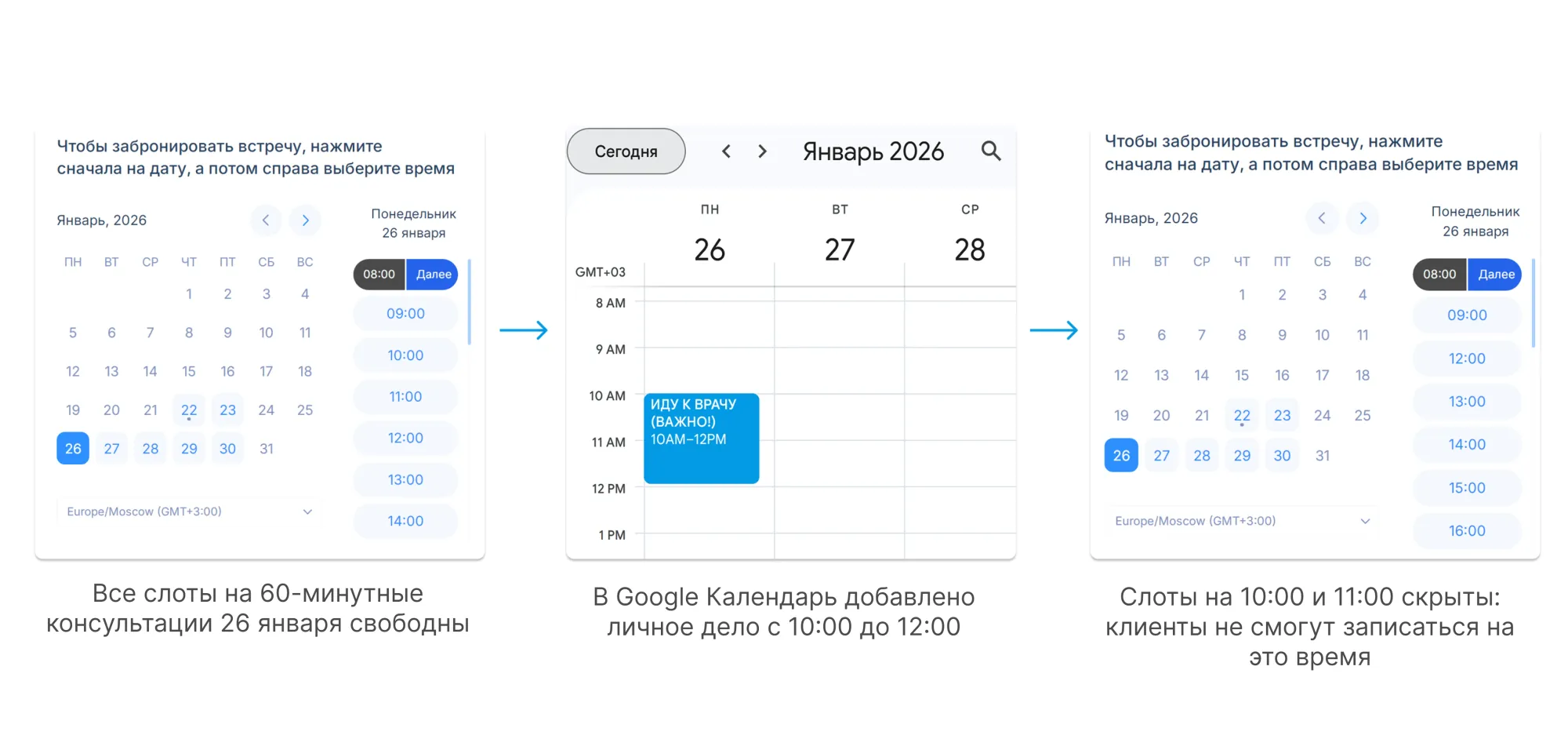 В синхронизированный с Планёркой календарь внесли личное дело — это время исключено из расписания&nbsp;
