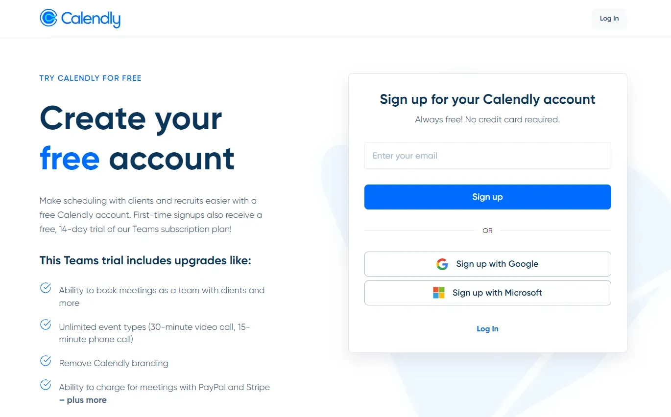 Регистрация в Calendly