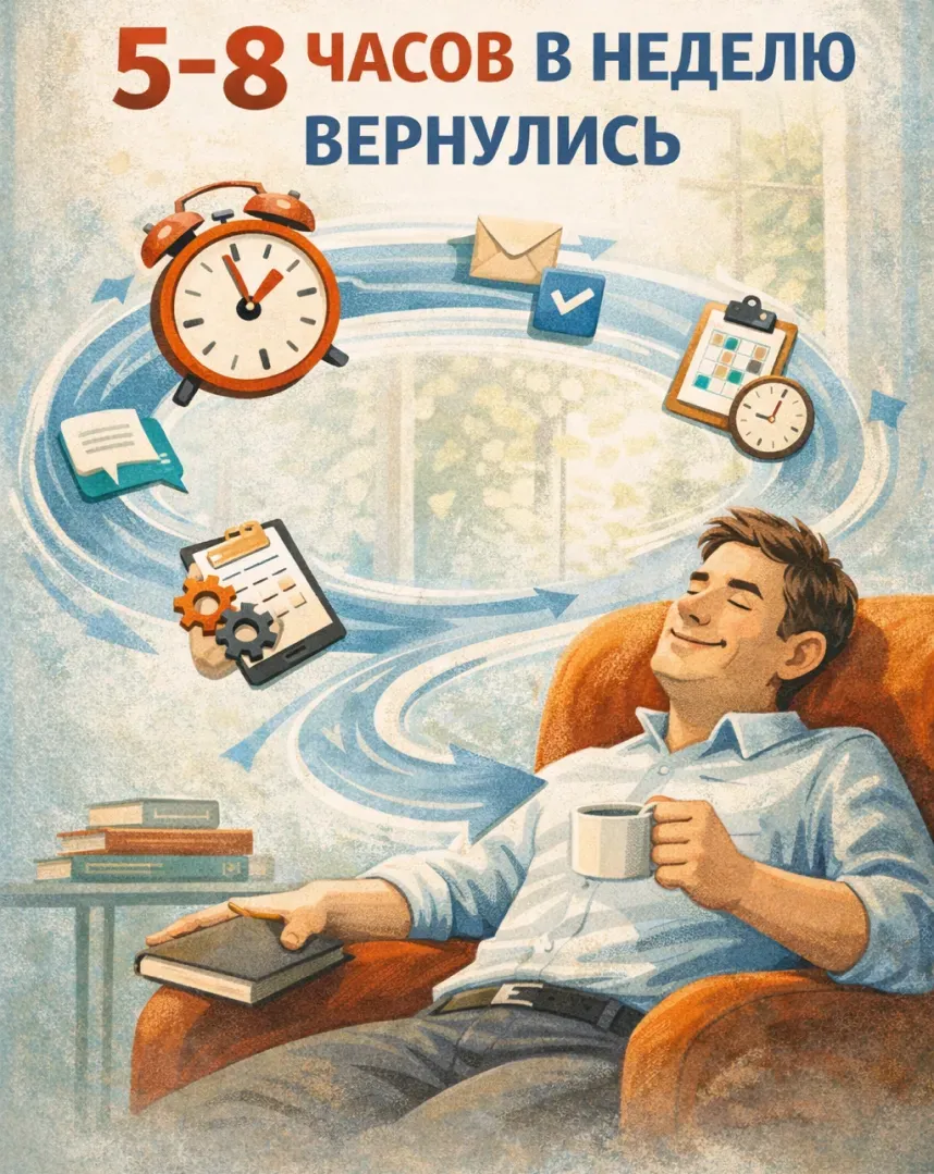 5-8 часов, которые у человека освободились от административной работы, он может провести с семьей, почитать или просто отдохнуть