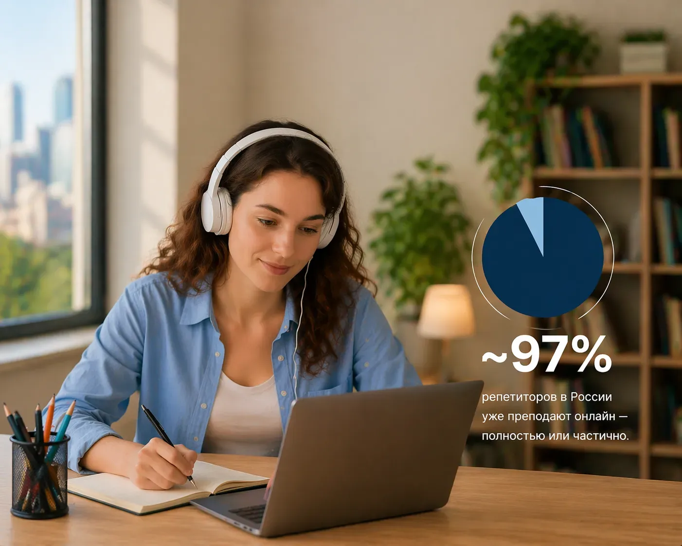 Около 97% репетиторов в России уже преподают онлайн — полностью или частично. Это не тренд, а новая норма