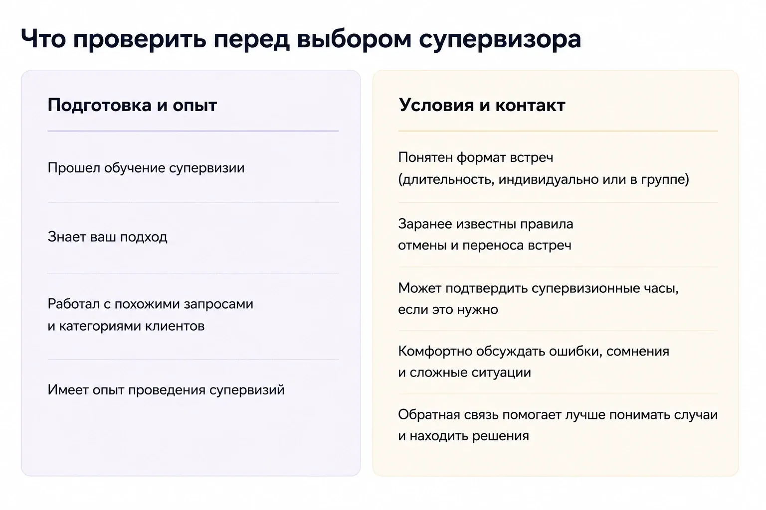 Что уточнить перед началом работы с супервизором