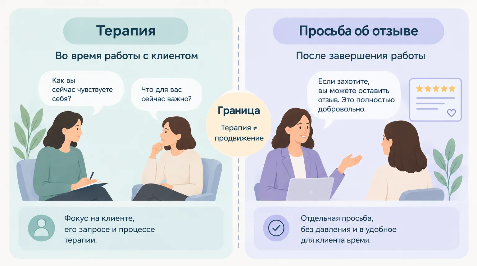 Просьба об отзыве не должна становиться частью терапевтического процесса
