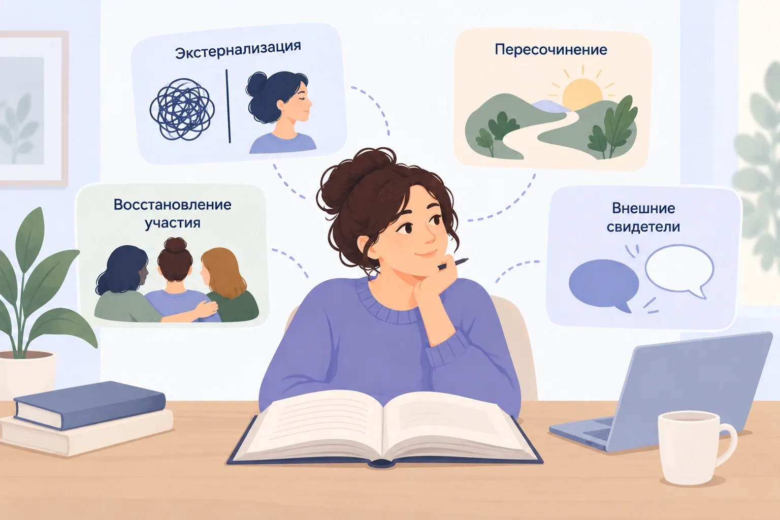 Карты Майкла Уайта помогают ориентироваться в разных направлениях нарративной беседы, а не задают последовательность этапов сессии