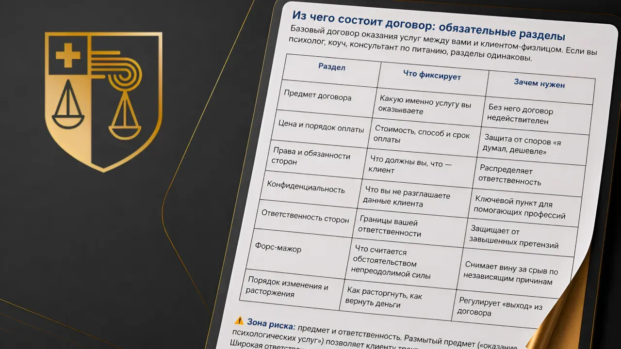 Урок 1. Договор с клиентом: оферта и базовый договор оказания услуг